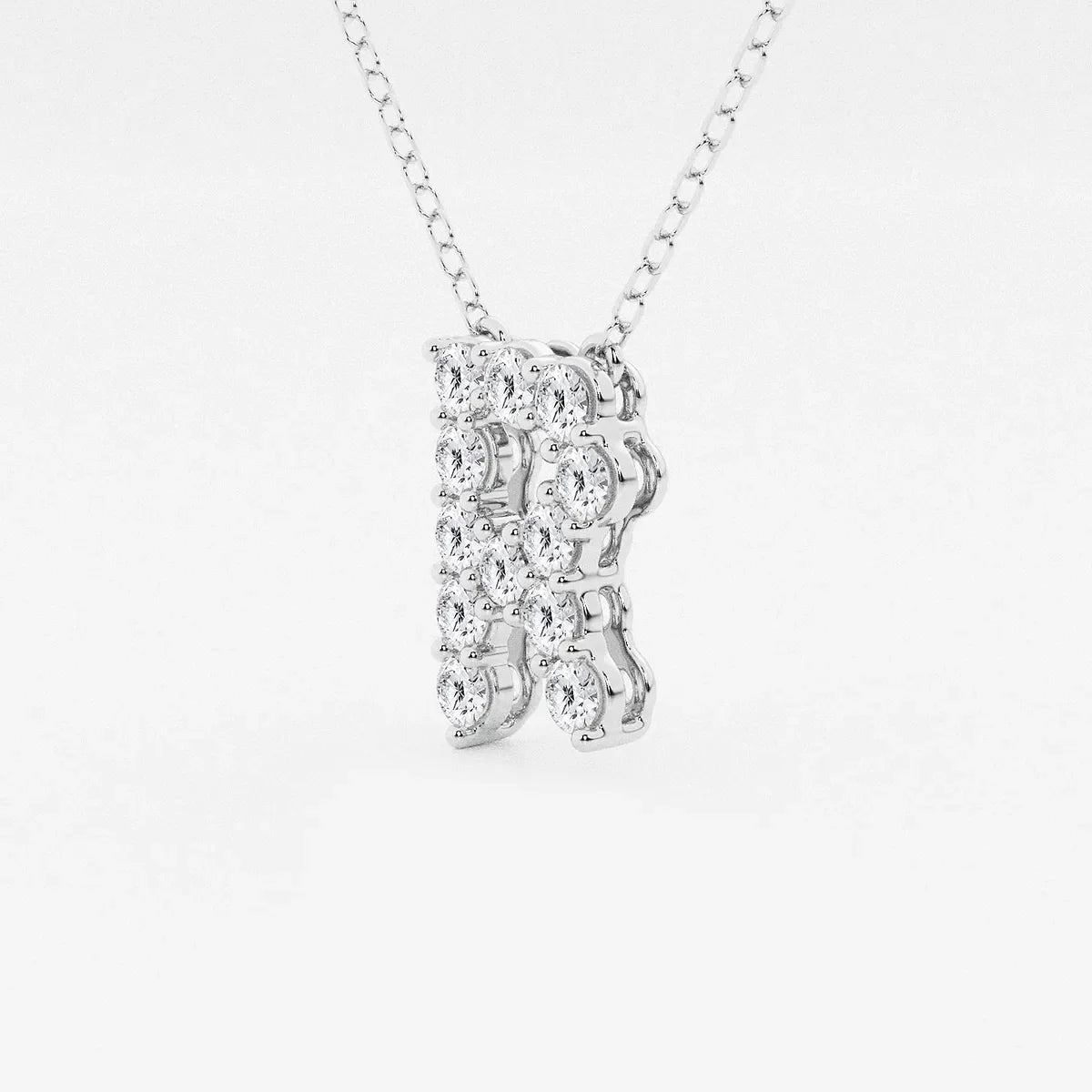 White gold pendant necklace with lab grown diamonds on delicate chain, Delux Jewelry