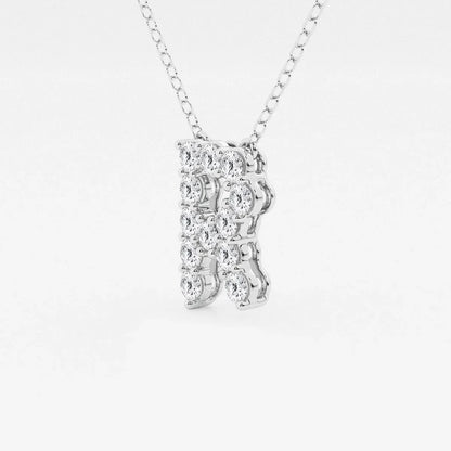 White gold pendant necklace with lab grown diamonds on delicate chain, Delux Jewelry