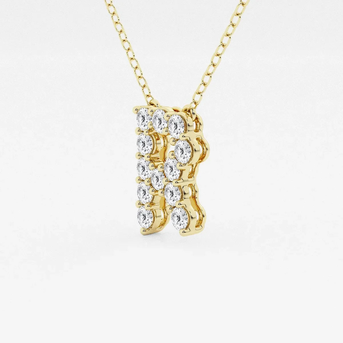 Yellow gold necklace with lab grown diamond letter R pendant, Delux Jewelry