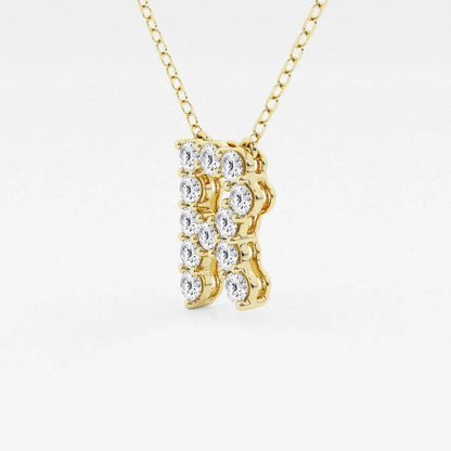 Yellow gold necklace with lab grown diamond letter R pendant, Delux Jewelry