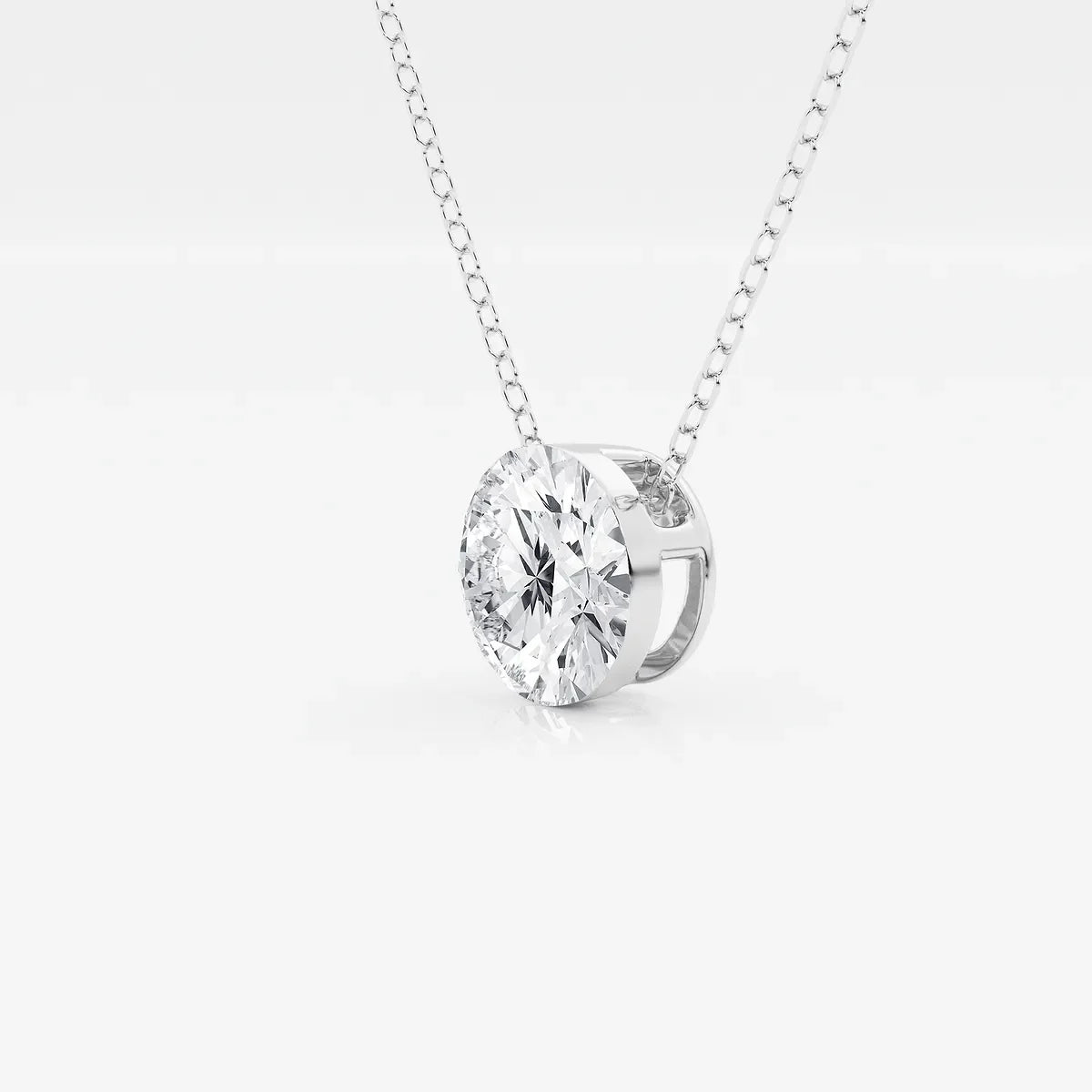 Lab grown diamond round pendant necklace in invisible setting on delicate chain, Delux Jewelry