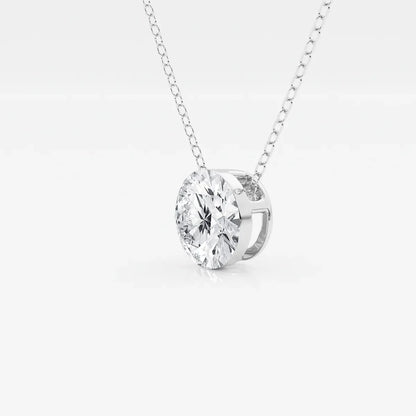 Lab grown diamond round pendant necklace in invisible setting on delicate chain, Delux Jewelry
