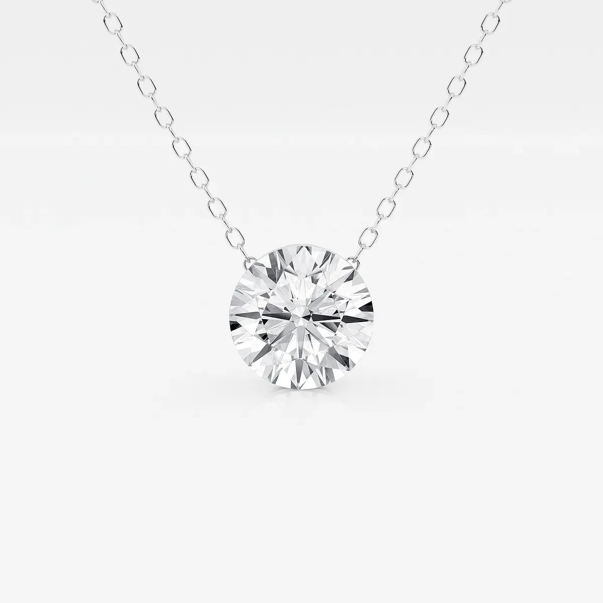 Lab grown diamond round pendant necklace on a delicate chain, Delux Jewelry