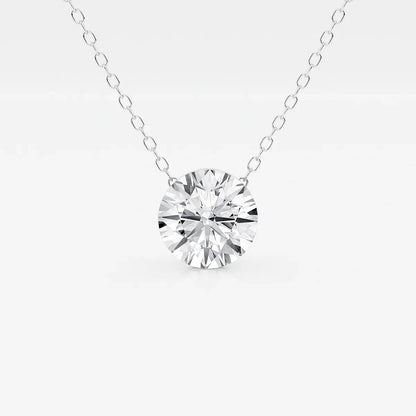Lab grown diamond round pendant necklace on a delicate chain, Delux Jewelry
