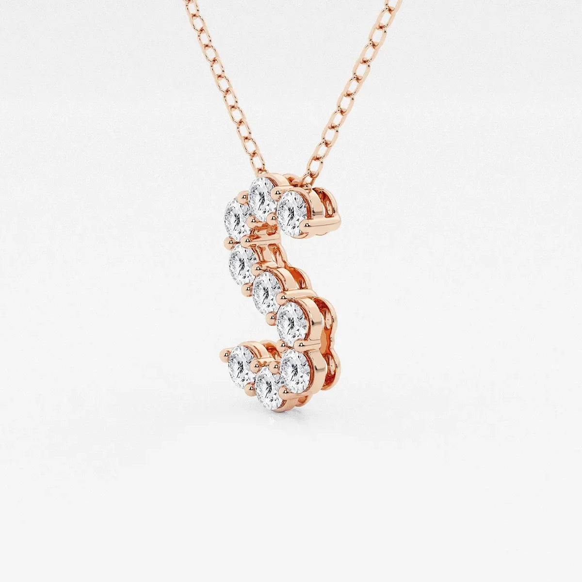 Rose gold S pendant necklace with lab grown diamonds on chain, Delux Jewelry