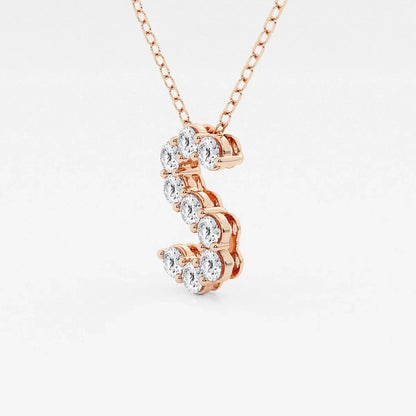 Rose gold S pendant necklace with lab grown diamonds on chain, Delux Jewelry