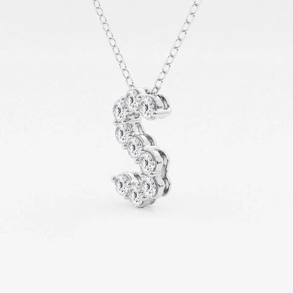 White gold necklace with letter S pendant set with lab grown diamonds from Delux Jewelry
