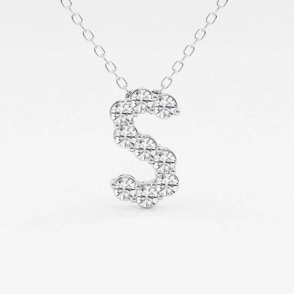 White gold necklace with S-shaped pendant set with lab grown diamonds from Delux Jewelry