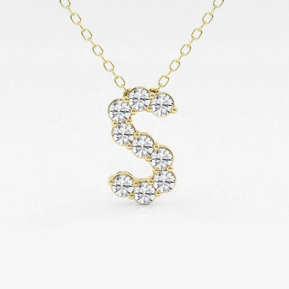 Gold necklace with S-shaped pendant featuring lab grown diamonds, Delux Jewelry fine jewelry