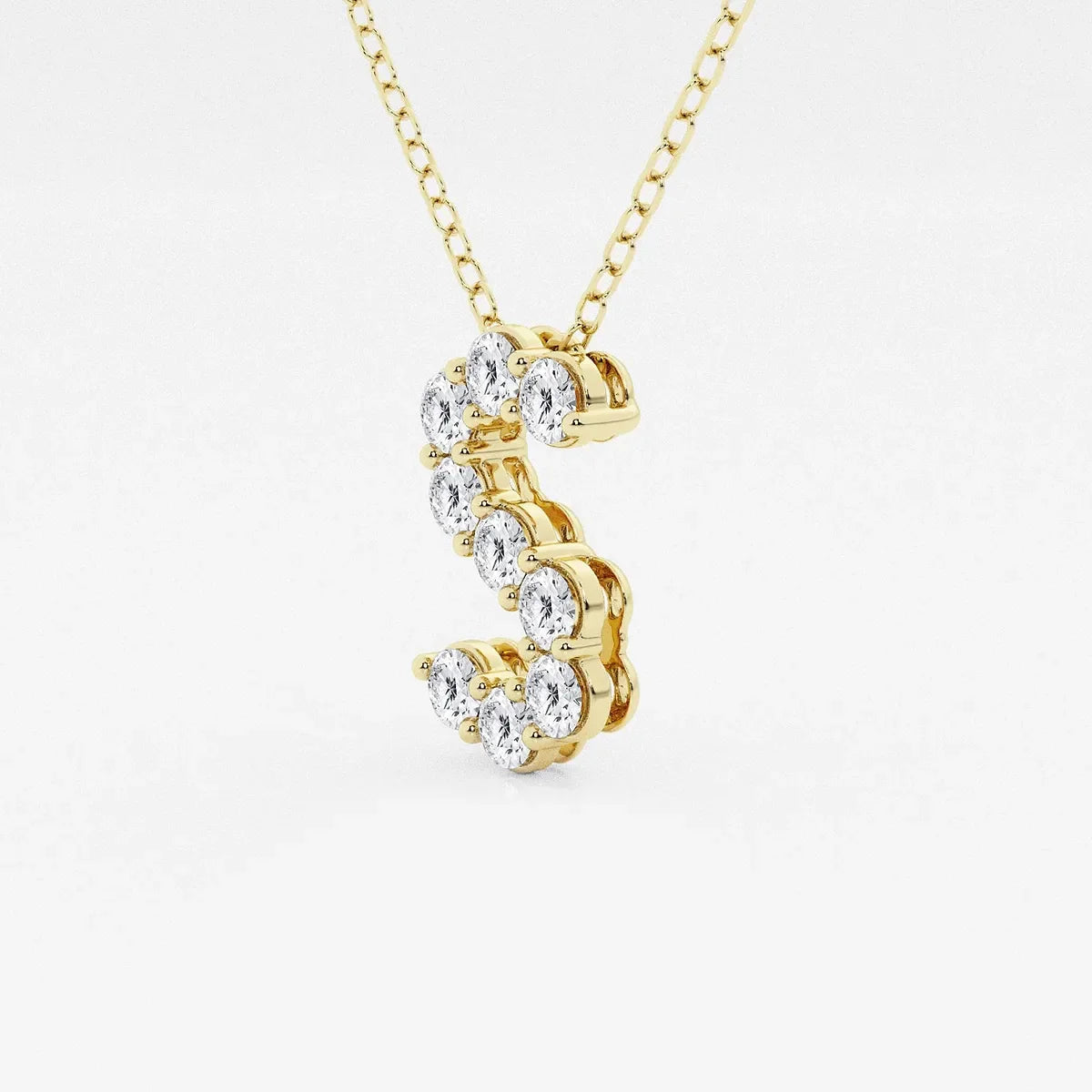 Gold S initial pendant necklace with lab grown diamonds by DELUX JEWELRY on white background