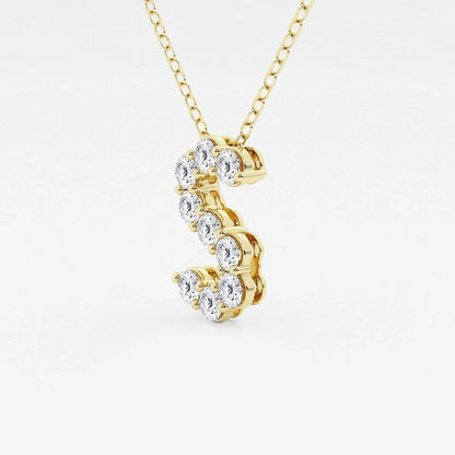 Gold S initial pendant necklace with lab grown diamonds by DELUX JEWELRY on white background