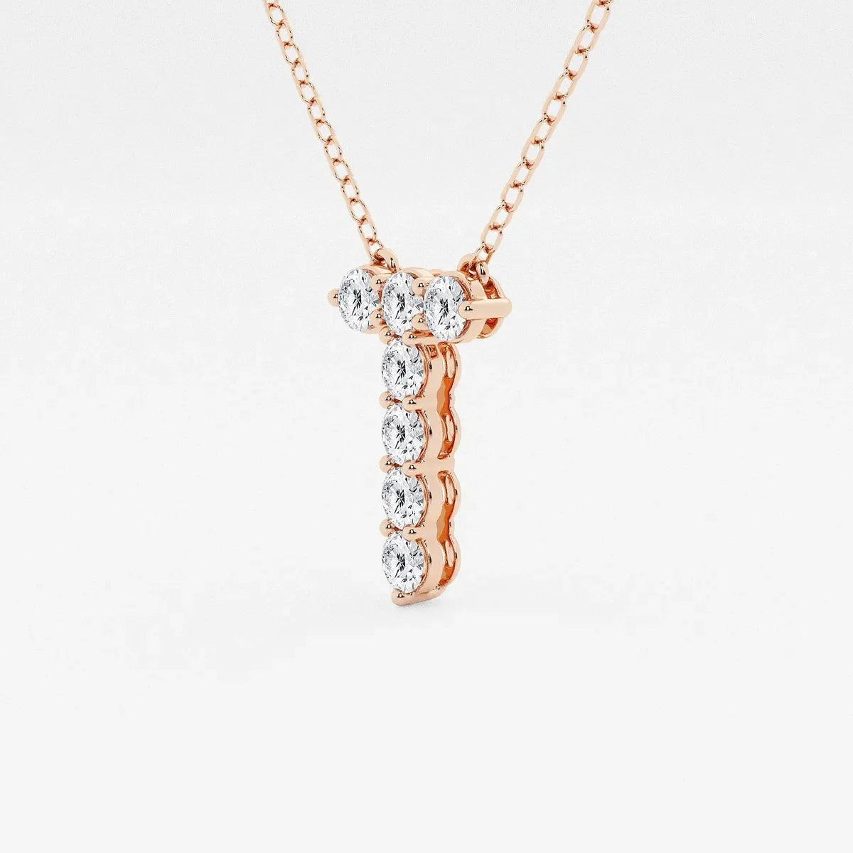 Rose gold necklace with lab grown diamond T pendant, Delux Jewelry fine jewelry collection