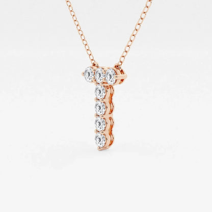 Rose gold necklace with lab grown diamond T pendant, Delux Jewelry fine jewelry collection