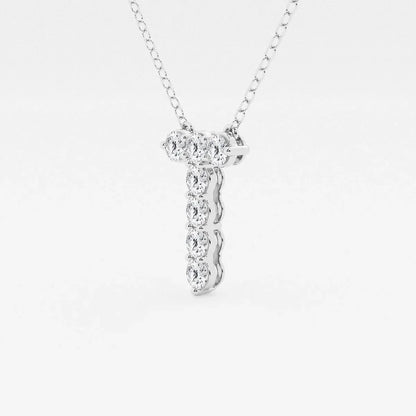 White gold pendant necklace with lab grown diamonds from Delux Jewelry on plain background