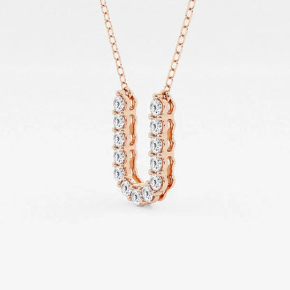 Rose gold U-shaped pendant necklace with lab grown diamonds by Delux Jewelry
