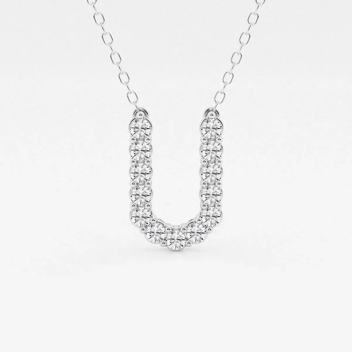 Lab grown diamond U pendant necklace on silver chain, Delux Jewelry
