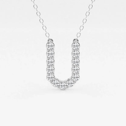 Lab grown diamond U pendant necklace on silver chain, Delux Jewelry
