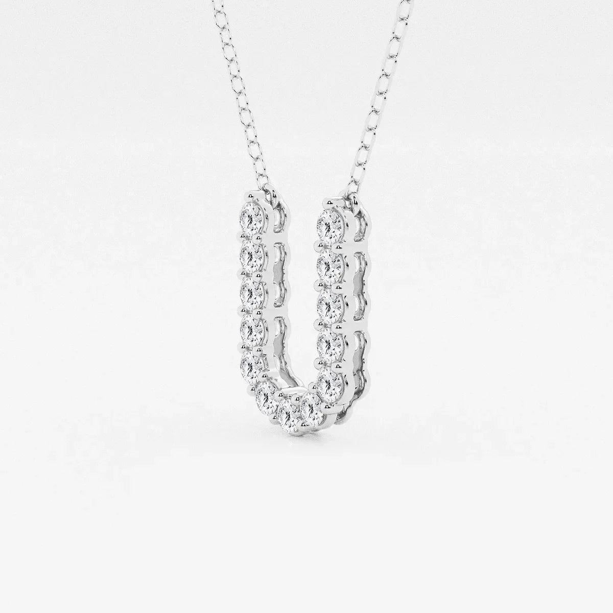 White gold U pendant necklace with lab grown diamonds, Delux Jewelry fine jewelry collection