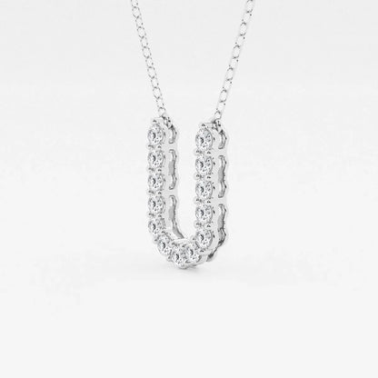 White gold U pendant necklace with lab grown diamonds, Delux Jewelry fine jewelry collection