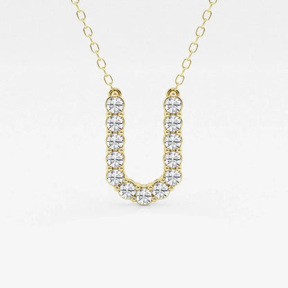 Gold pendant necklace with U-shaped lab grown diamonds from Delux Jewelry