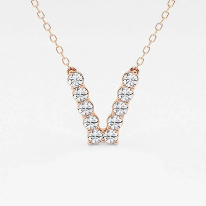 Rose gold necklace with V-shaped lab grown diamond pendant, Delux Jewelry fine jewelry