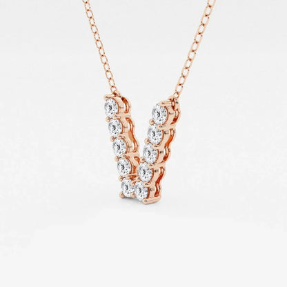 Rose gold V pendant necklace with lab grown diamonds by Delux Jewelry