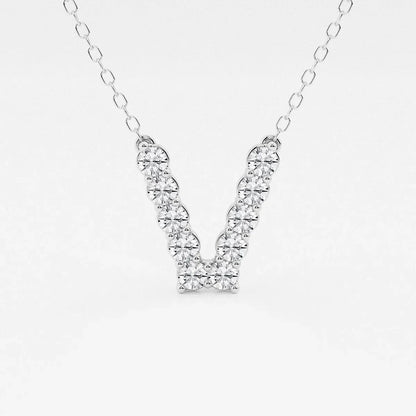 V-shaped white gold pendant necklace with lab grown diamonds by Delux Jewelry