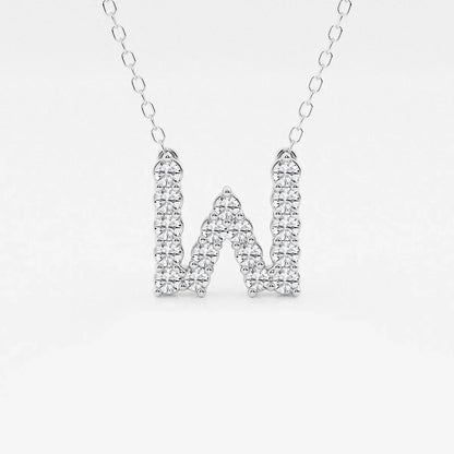 White gold lab grown diamond W initial pendant necklace from Delux Jewelry