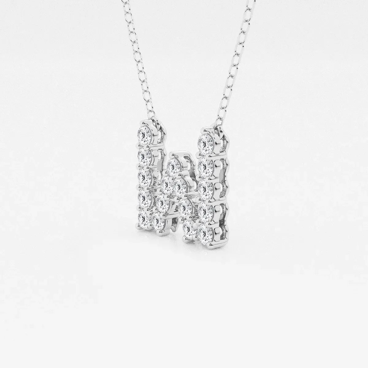 White gold necklace with lab grown diamond initial pendant on delicate chain, Delux Jewelry