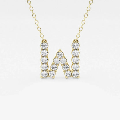 Gold necklace with W-shaped pendant adorned with lab grown diamonds from Delux Jewelry