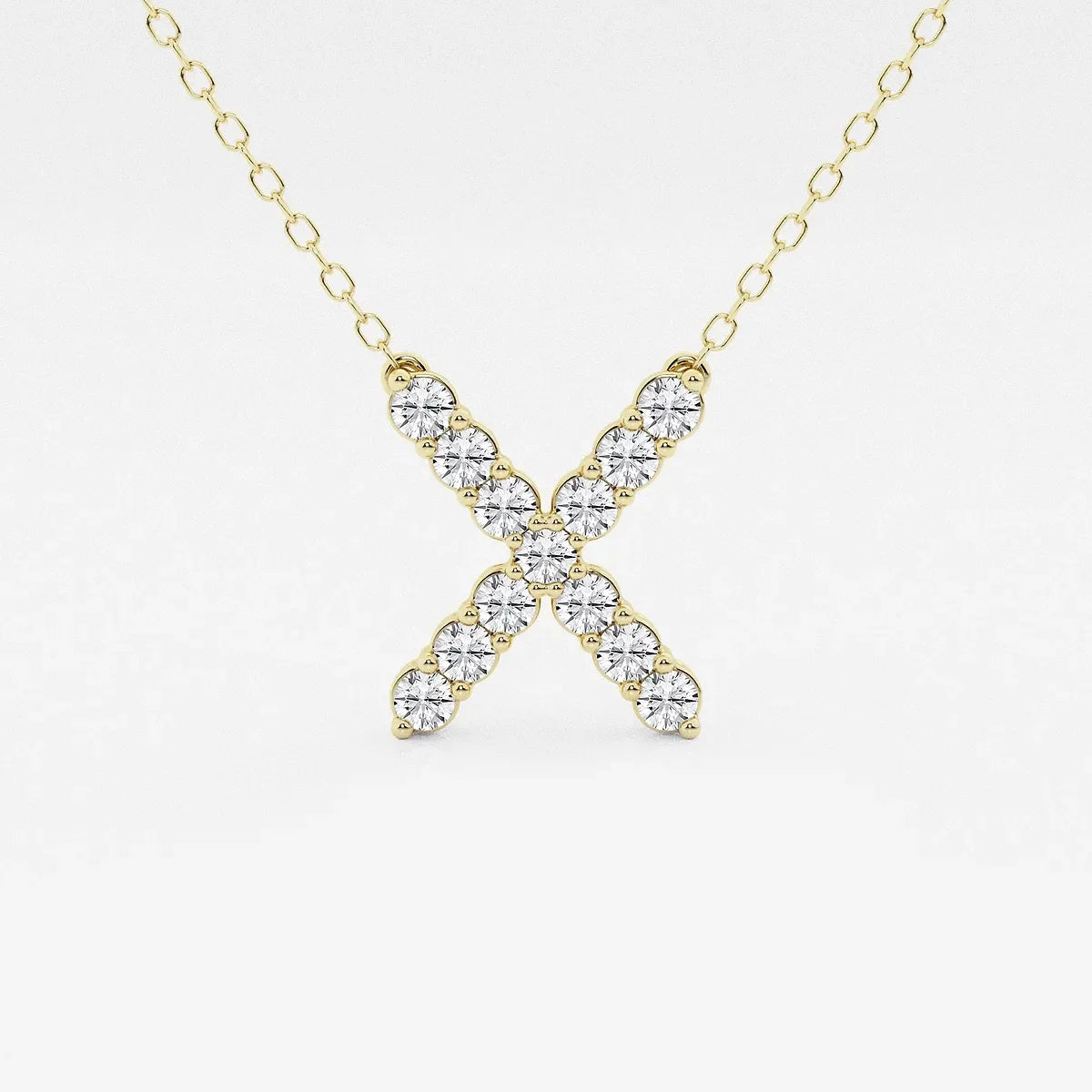 X pendant necklace in yellow gold with lab grown diamonds by Delux Jewelry