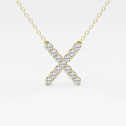 X pendant necklace in yellow gold with lab grown diamonds by Delux Jewelry