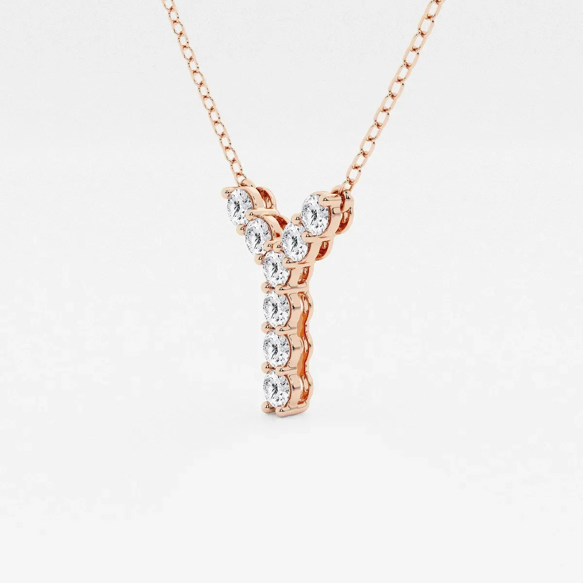Rose gold necklace with letter Y pendant set with lab grown diamonds, Delux Jewelry