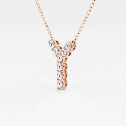 Rose gold necklace with letter Y pendant set with lab grown diamonds, Delux Jewelry