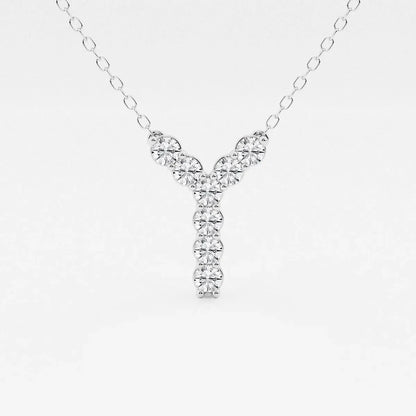 White gold Y-shaped pendant necklace with lab grown diamonds on fine chain, Delux Jewelry
