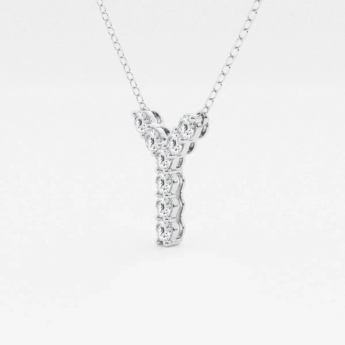 Lab grown diamond Y pendant in white gold on chain, Delux Jewelry fine necklace