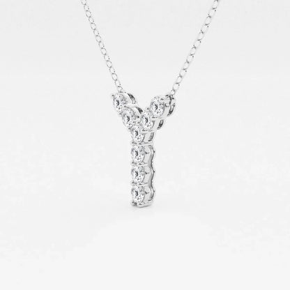 Lab grown diamond Y pendant in white gold on chain, Delux Jewelry fine necklace