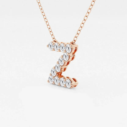 Rose gold pendant necklace with Z initial, lab grown diamonds, Delux Jewelry