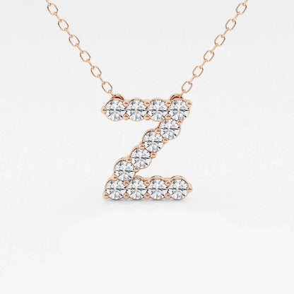 Rose gold lab diamond Z pendant necklace on fine chain by Delux Jewelry