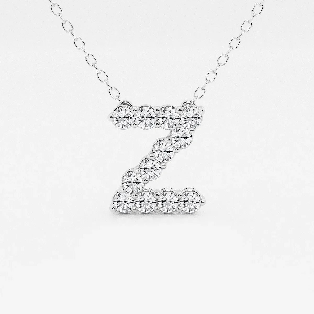 Lab grown diamond Z pendant necklace in white gold on Delux Jewelry fine jewelry chain