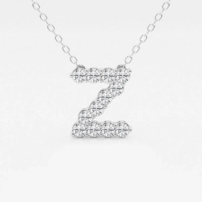 Lab grown diamond Z pendant necklace in white gold on Delux Jewelry fine jewelry chain