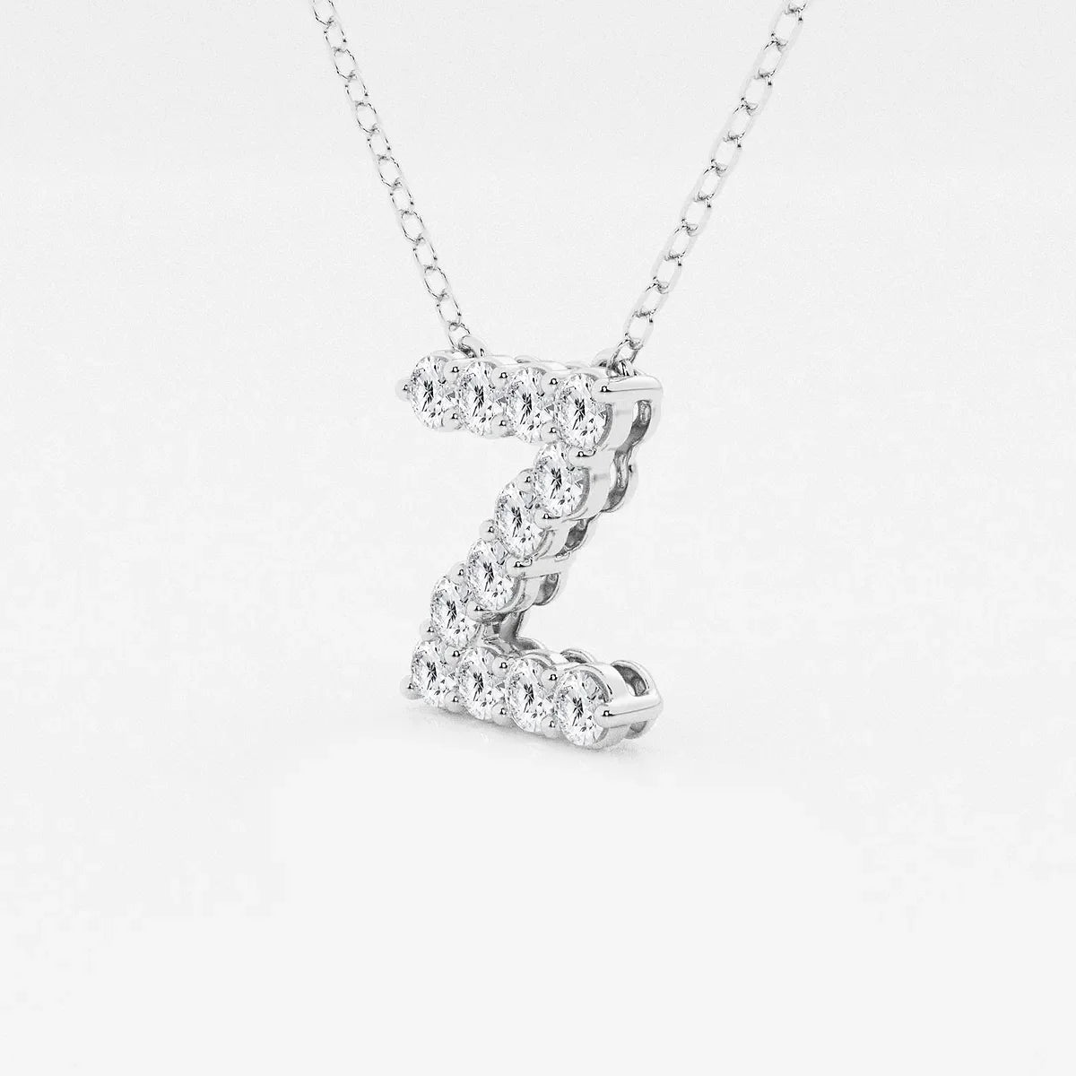 Lab grown diamond Z pendant necklace in white gold, Delux Jewelry fine jewelry collection