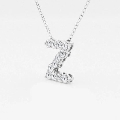 Lab grown diamond Z pendant necklace in white gold, Delux Jewelry fine jewelry collection