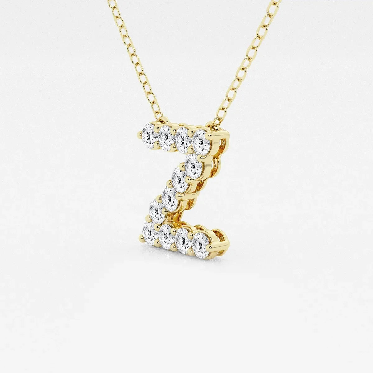Yellow gold letter Z pendant necklace with lab grown diamonds from Delux Jewelry