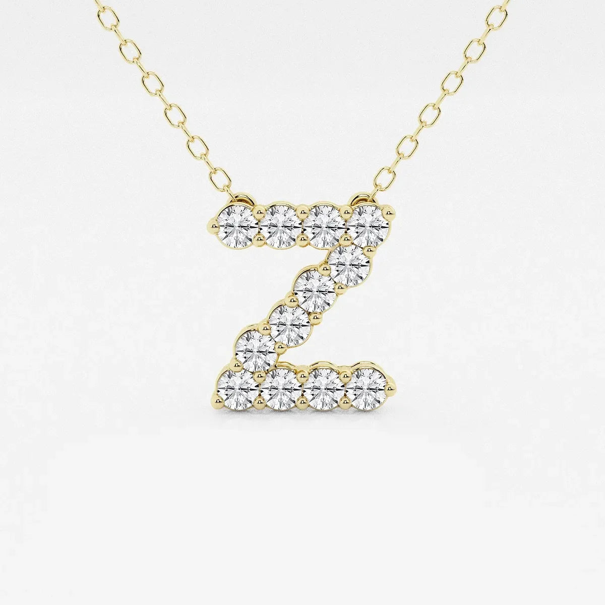 Yellow gold necklace with lab grown diamond Z letter pendant from Delux Jewelry
