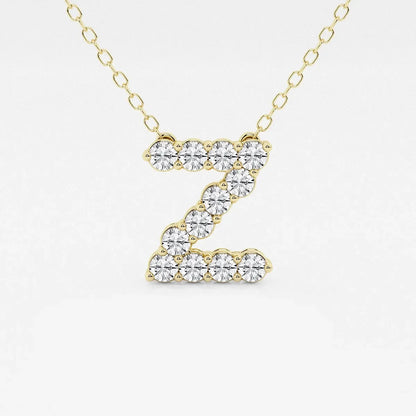Yellow gold necklace with lab grown diamond Z letter pendant from Delux Jewelry